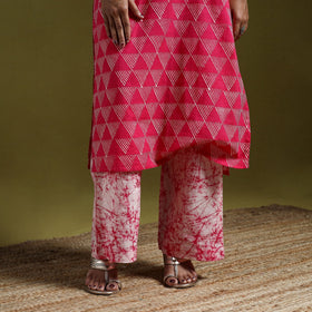 Hand block batik print cotton suit set with dupatta