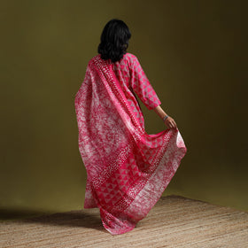 Hand block batik print cotton suit set with dupatta