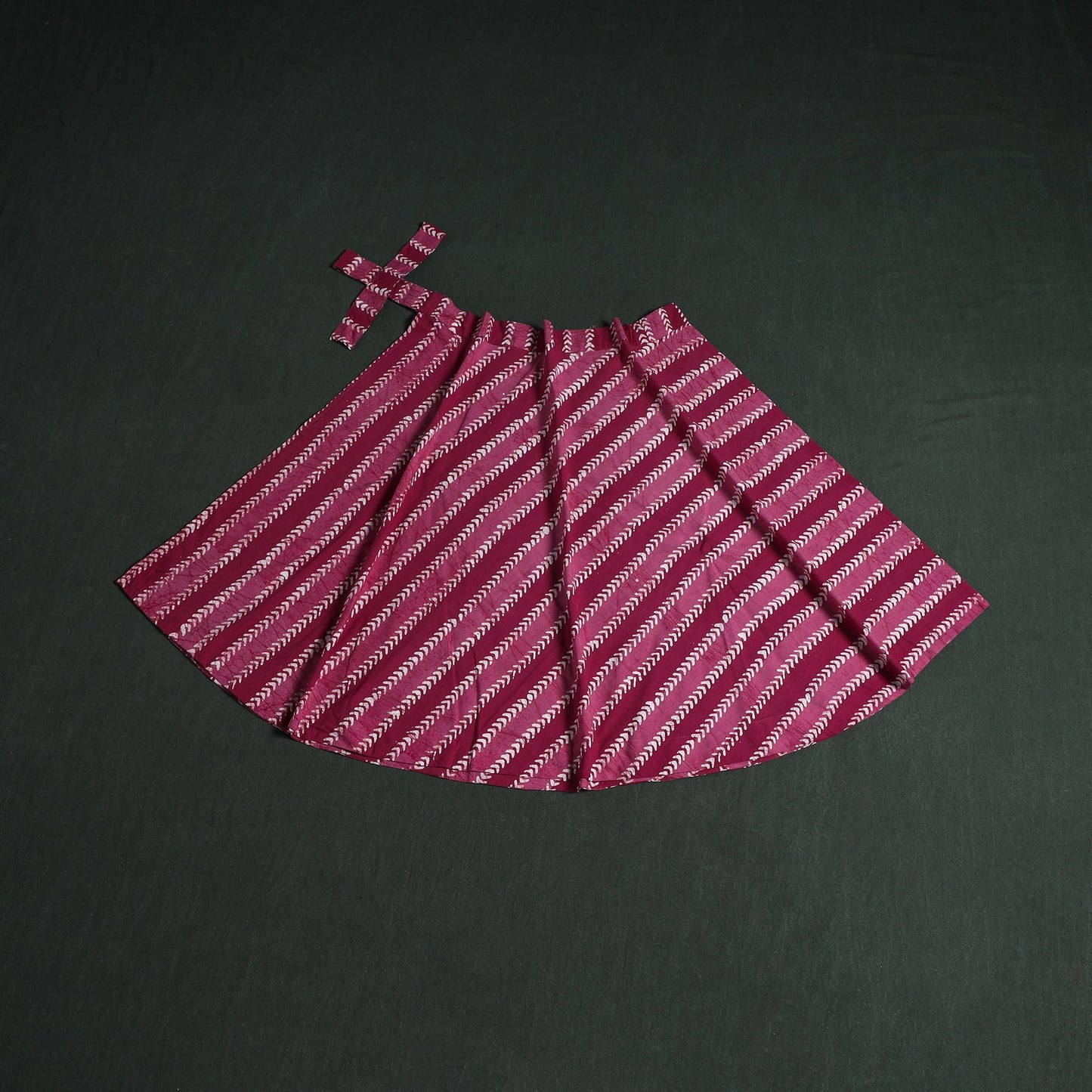 Hand block batik print cotton wrap around skirt 04