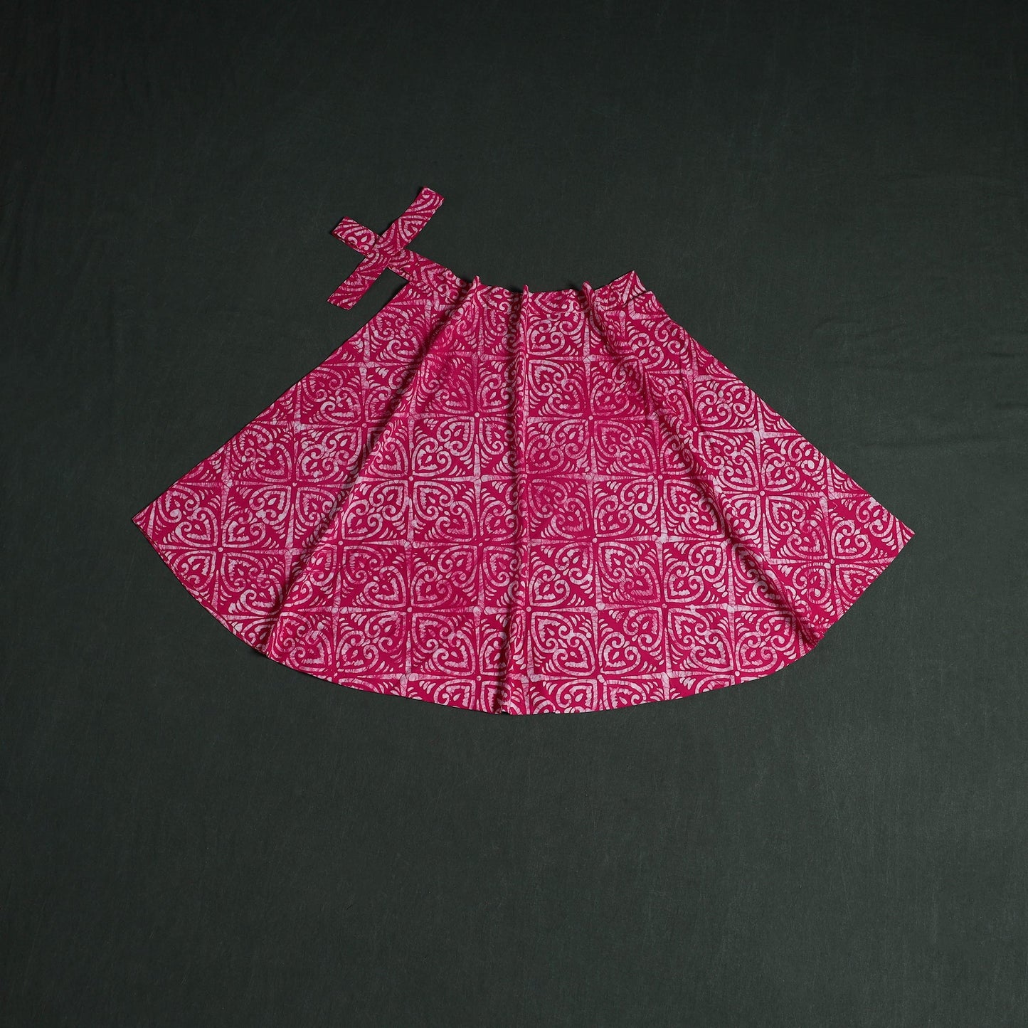 Hand block batik print cotton wrap around skirt 32