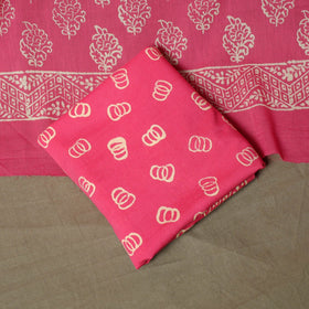 Hand block jaipur print cotton 3pc unstitched dress