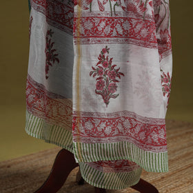 Hand chanderi silk sanganeri floral dupatta 37 - handcrafted