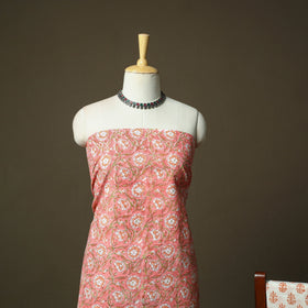 Hand block print cotton sanganeri 3pc unstitched dress