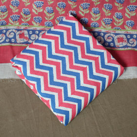 Hand block print cotton sanganeri 3pc unstitched dress