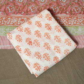 Hand block print cotton sanganeri 3pc unstitched dress