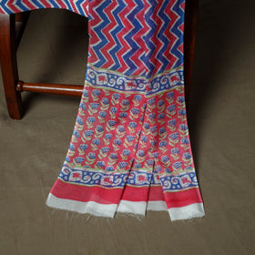 Hand block print cotton sanganeri 3pc unstitched dress