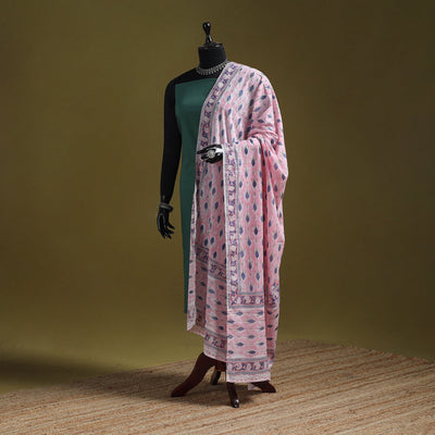 Hand cotton sanganeri floral dupatta 23 - handcrafted