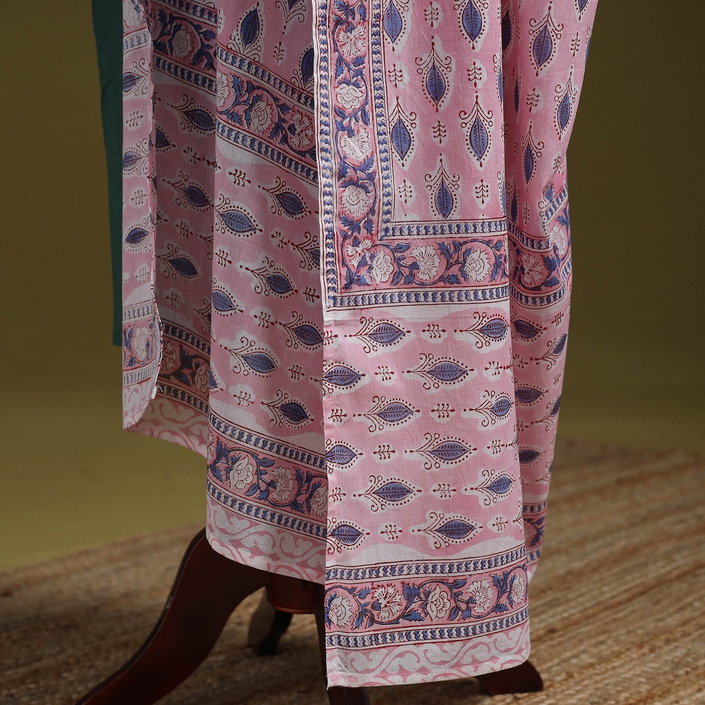 Hand cotton sanganeri floral dupatta 23 - handcrafted