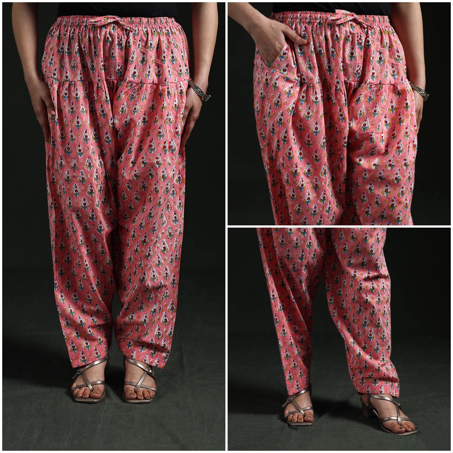 Hand block print cotton sanganeri salwar 02 - handcrafted