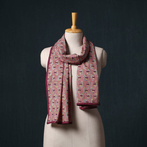 Hand block print cotton sanganeri stole 01 - handcrafted