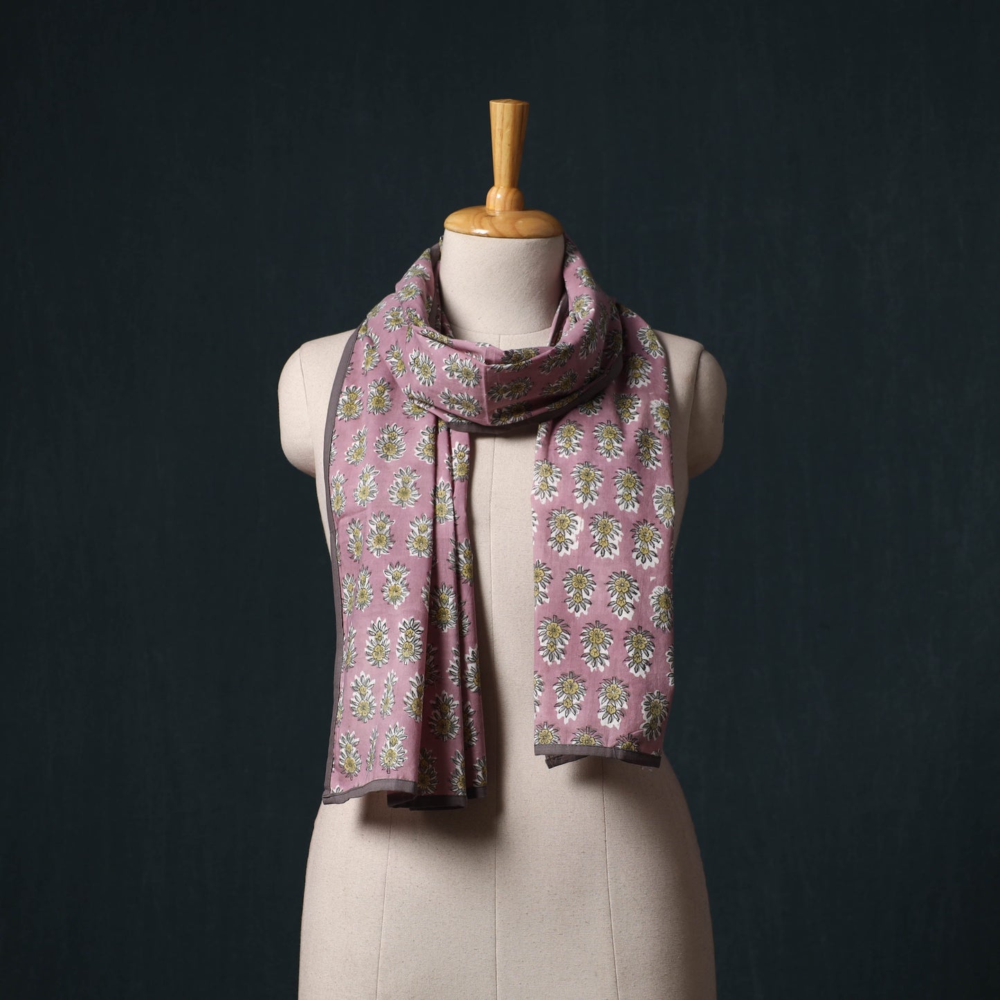 Hand block print cotton sanganeri stole 04 - handcrafted