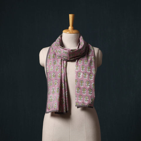 Hand block print cotton sanganeri stole 04 - handcrafted
