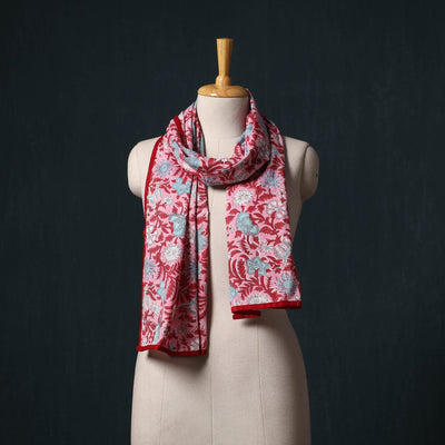 Hand block print cotton sanganeri stole 08 - handcrafted
