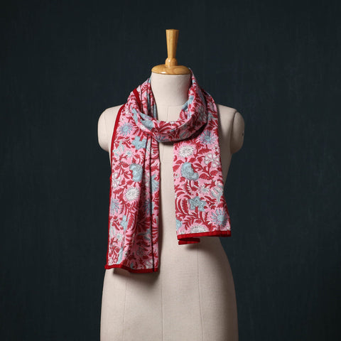 Hand block print cotton sanganeri stole 08 - handcrafted