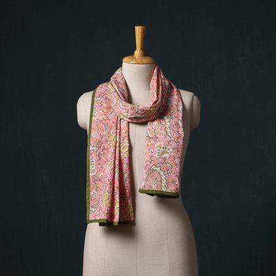 Hand block print cotton sanganeri stole 11 - handcrafted