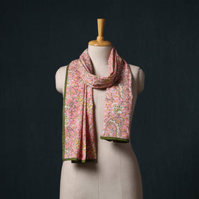 Hand block print cotton sanganeri stole 11 - handcrafted