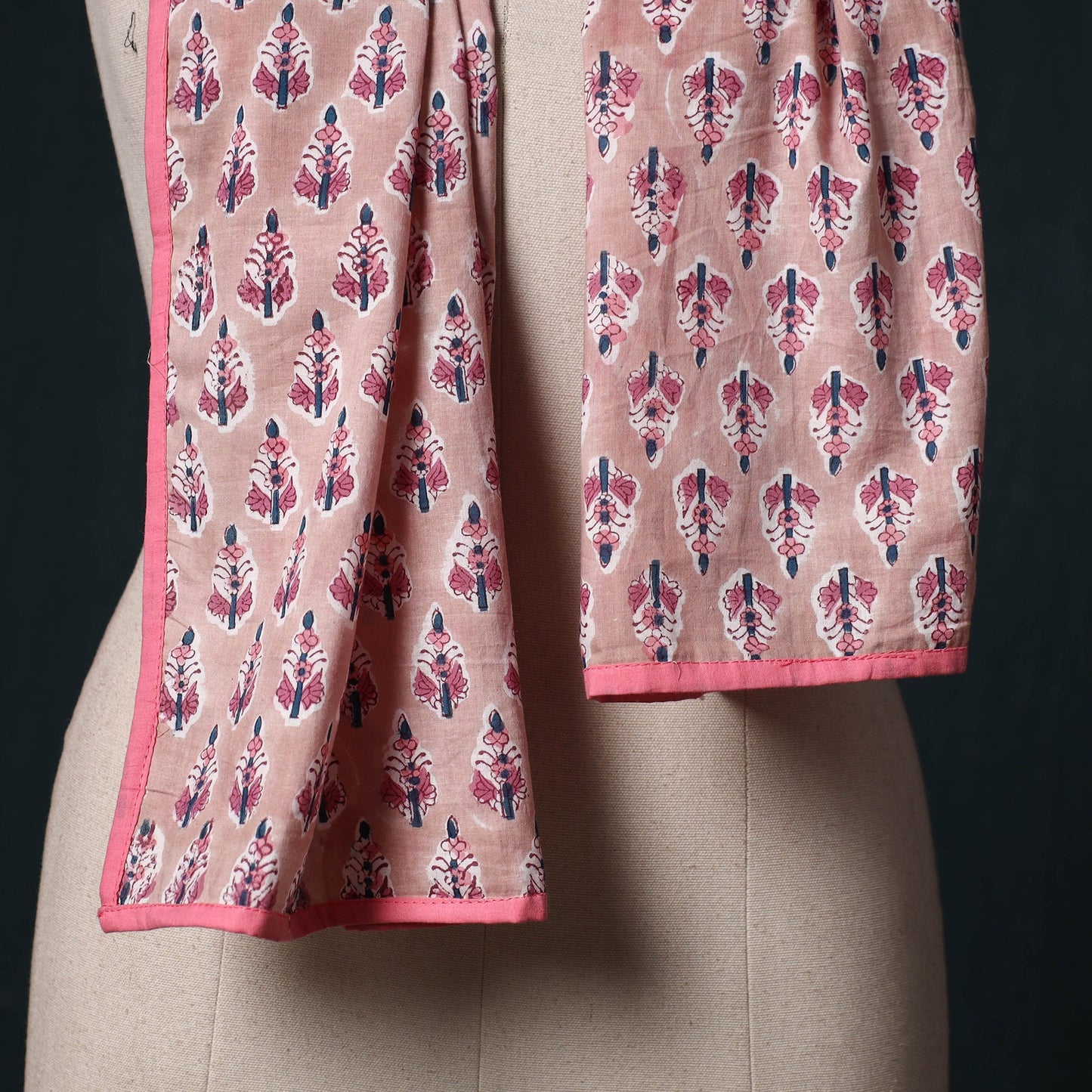 Hand block print cotton sanganeri stole 16 - handcrafted