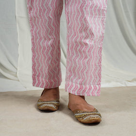 Pink Block Print Cotton Sanganeri Kurta Set