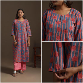 Hand cotton straight sanganeri kurta for women 07