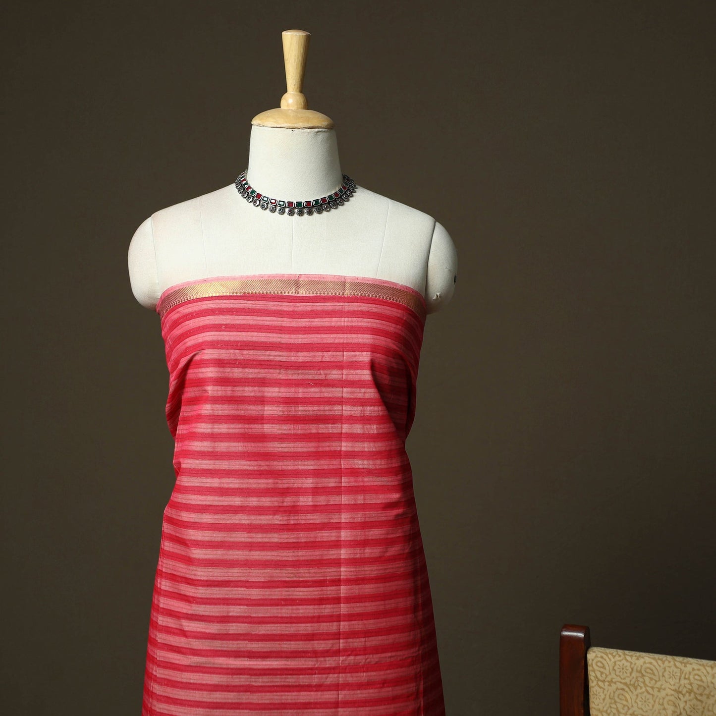 Hand block print mangalagiri cotton 3pc unstitched dress