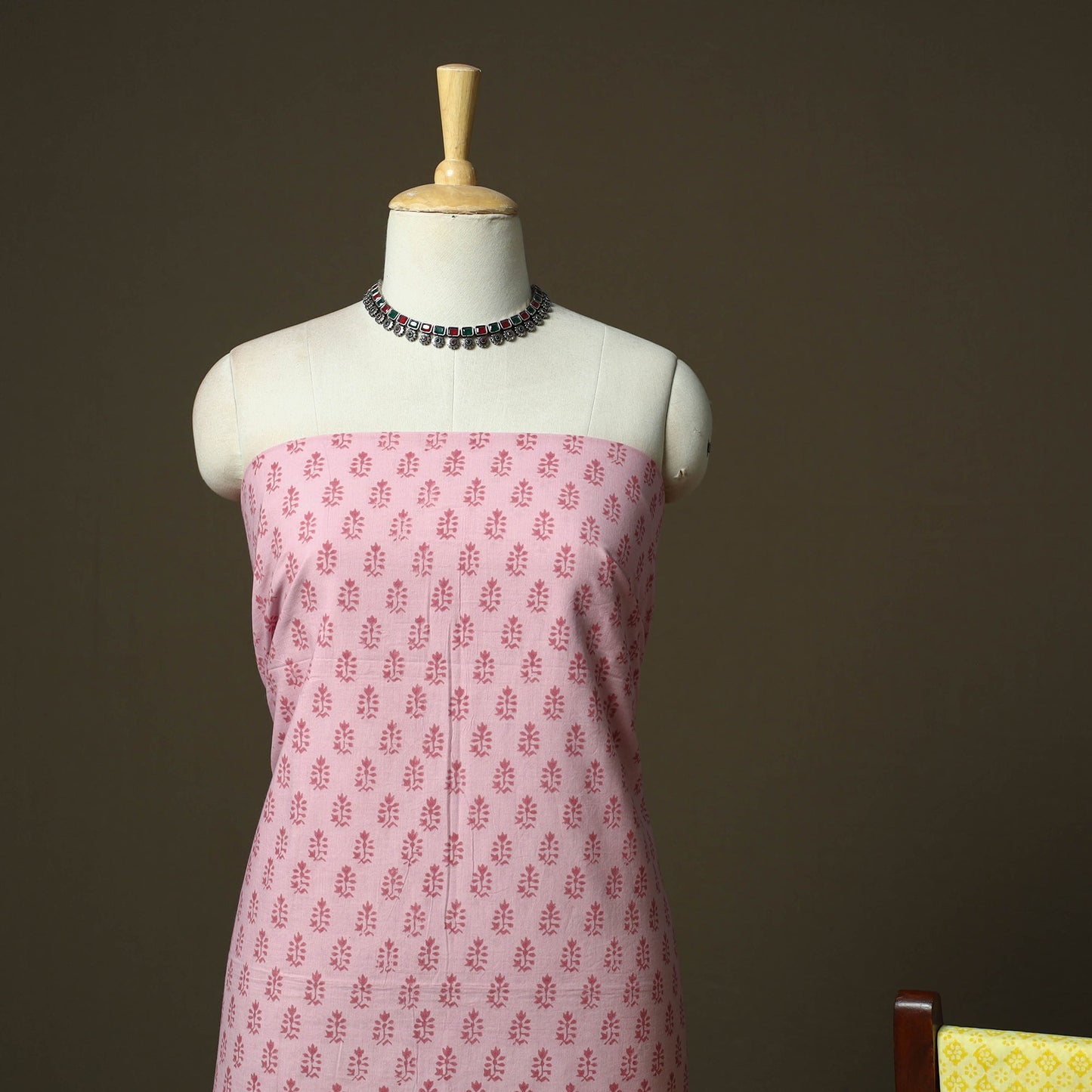 Hand block print mangalagiri cotton 3pc unstitched dress