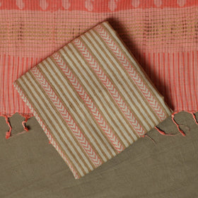 Hand block print mangalagiri cotton 3pc unstitched dress