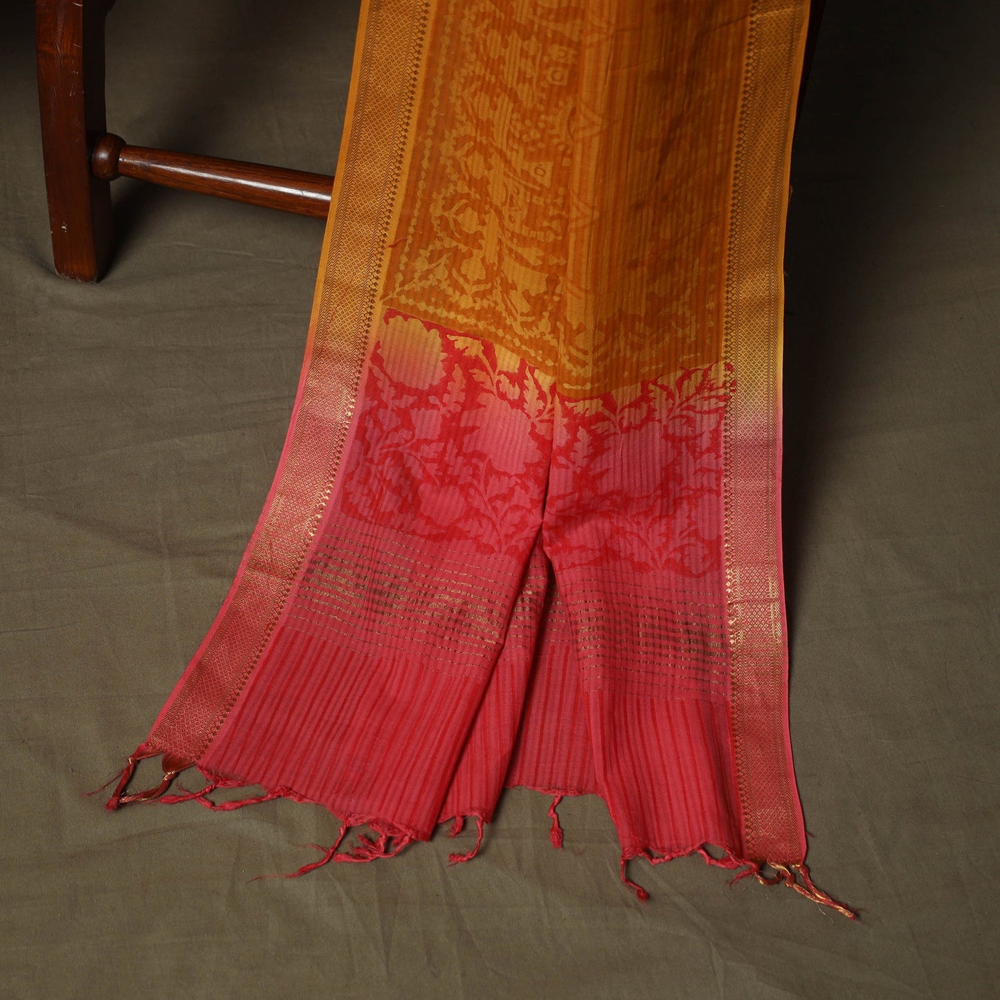 Hand block print mangalagiri cotton 3pc unstitched dress