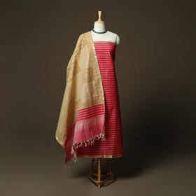 Hand block print mangalagiri cotton 3pc unstitched dress