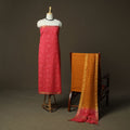 Hand block print mangalagiri cotton 3pc unstitched dress