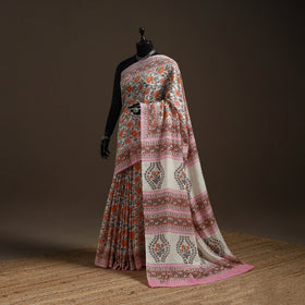 Hand merino wool sanganeri saree 01 - handcrafted