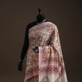 Hand merino wool sanganeri saree 01 - handcrafted
