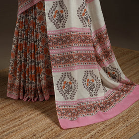 Hand merino wool sanganeri saree 01 - handcrafted
