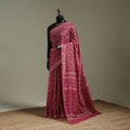 Hand block print natural dyed chanderi silk akola saree 16