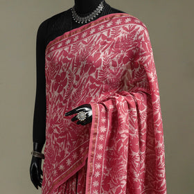 Hand block print natural dyed chanderi silk akola saree 18