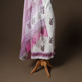 Hand block print sanganeri cotton 3pc unstitched dress