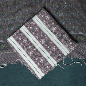 Hand block print sanganeri cotton 3pc unstitched dress