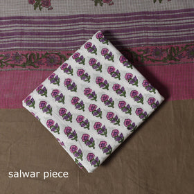 Hand block print sanganeri cotton 3pc unstitched dress
