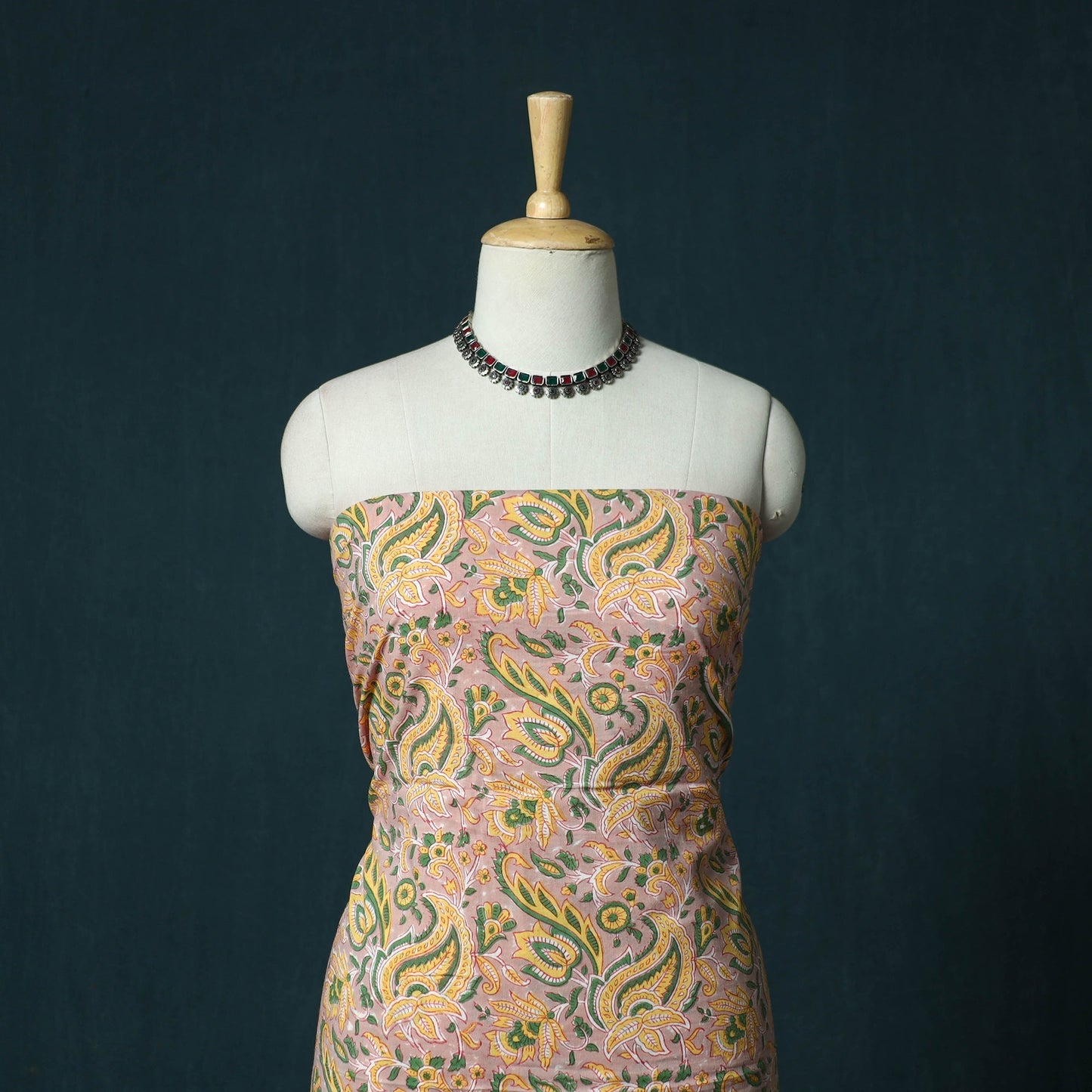 Hand block print sanganeri cotton 3pc unstitched dress