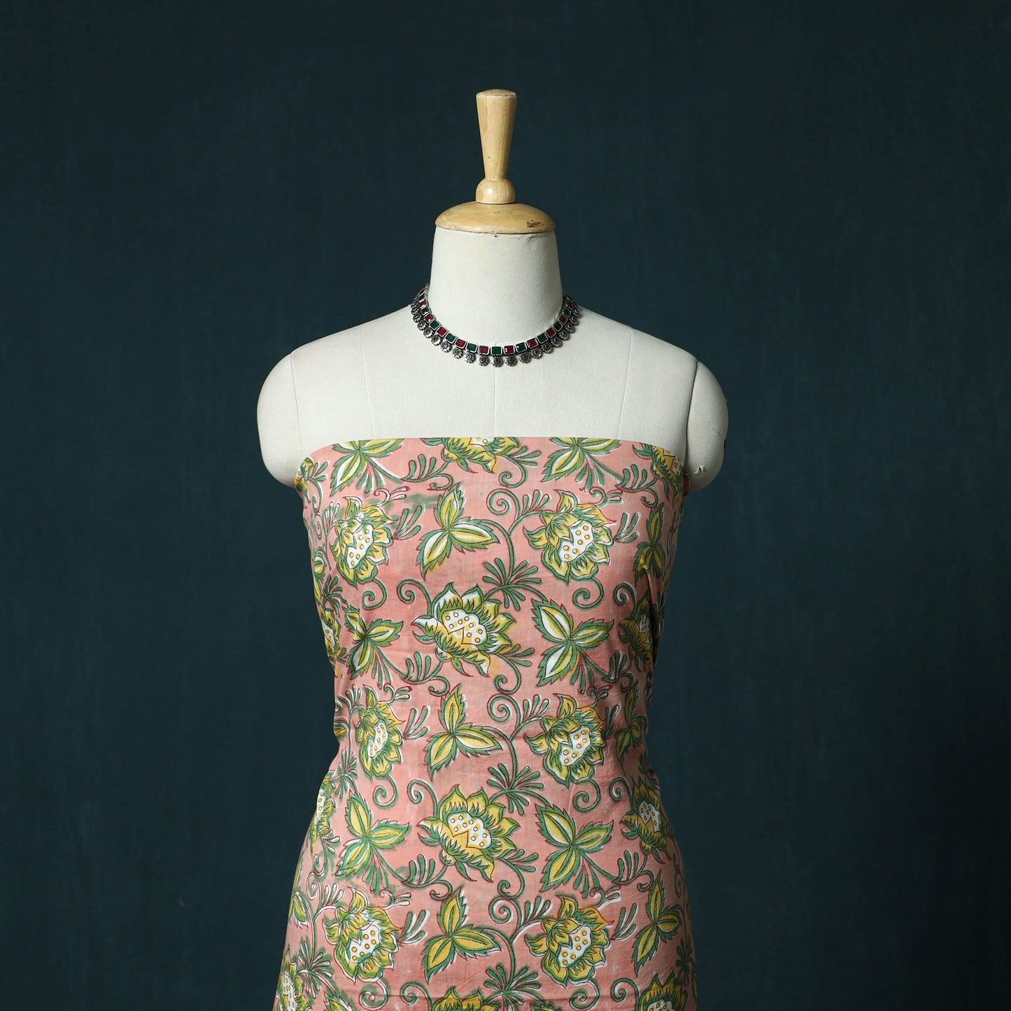Hand block print sanganeri cotton 3pc unstitched dress