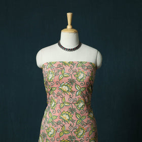 Hand block print sanganeri cotton 3pc unstitched dress