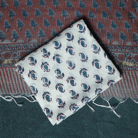 Hand block print sanganeri cotton 3pc unstitched dress