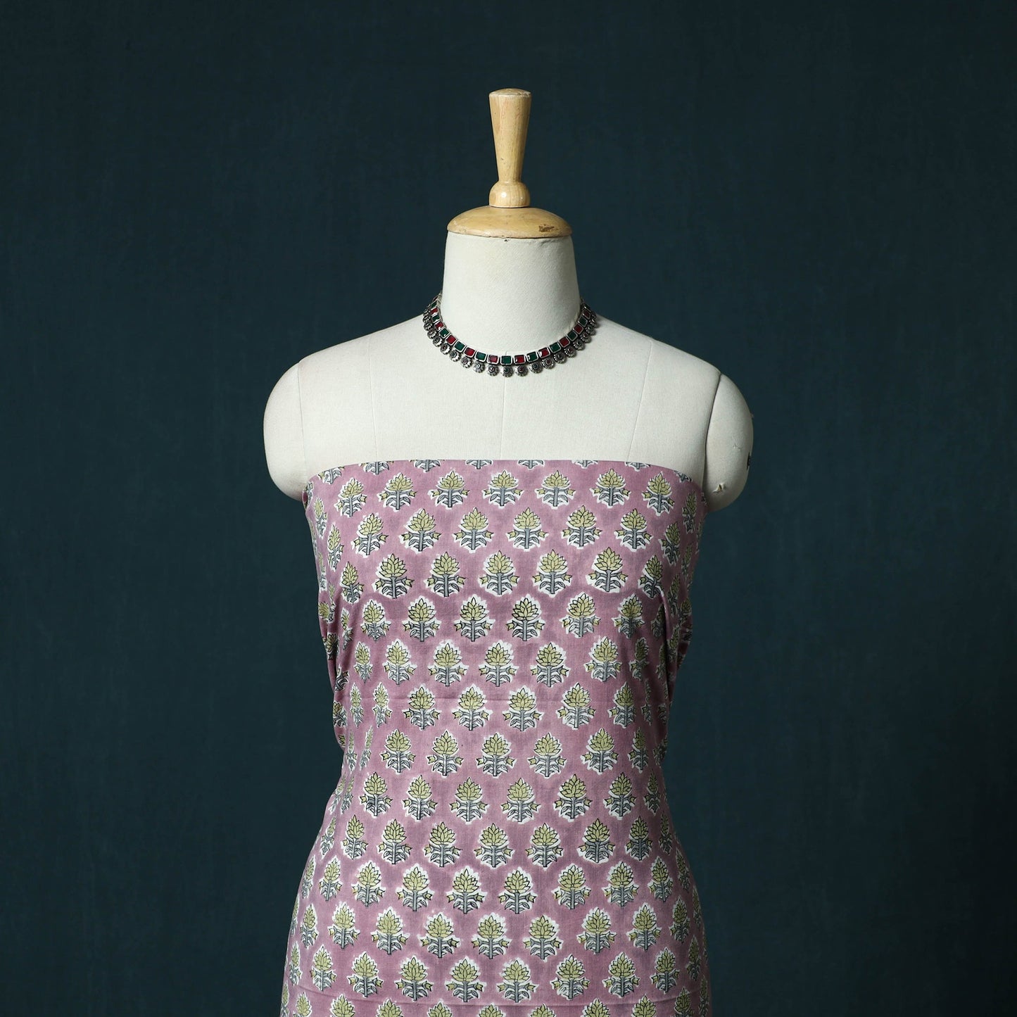 Hand block print sanganeri cotton 3pc unstitched dress