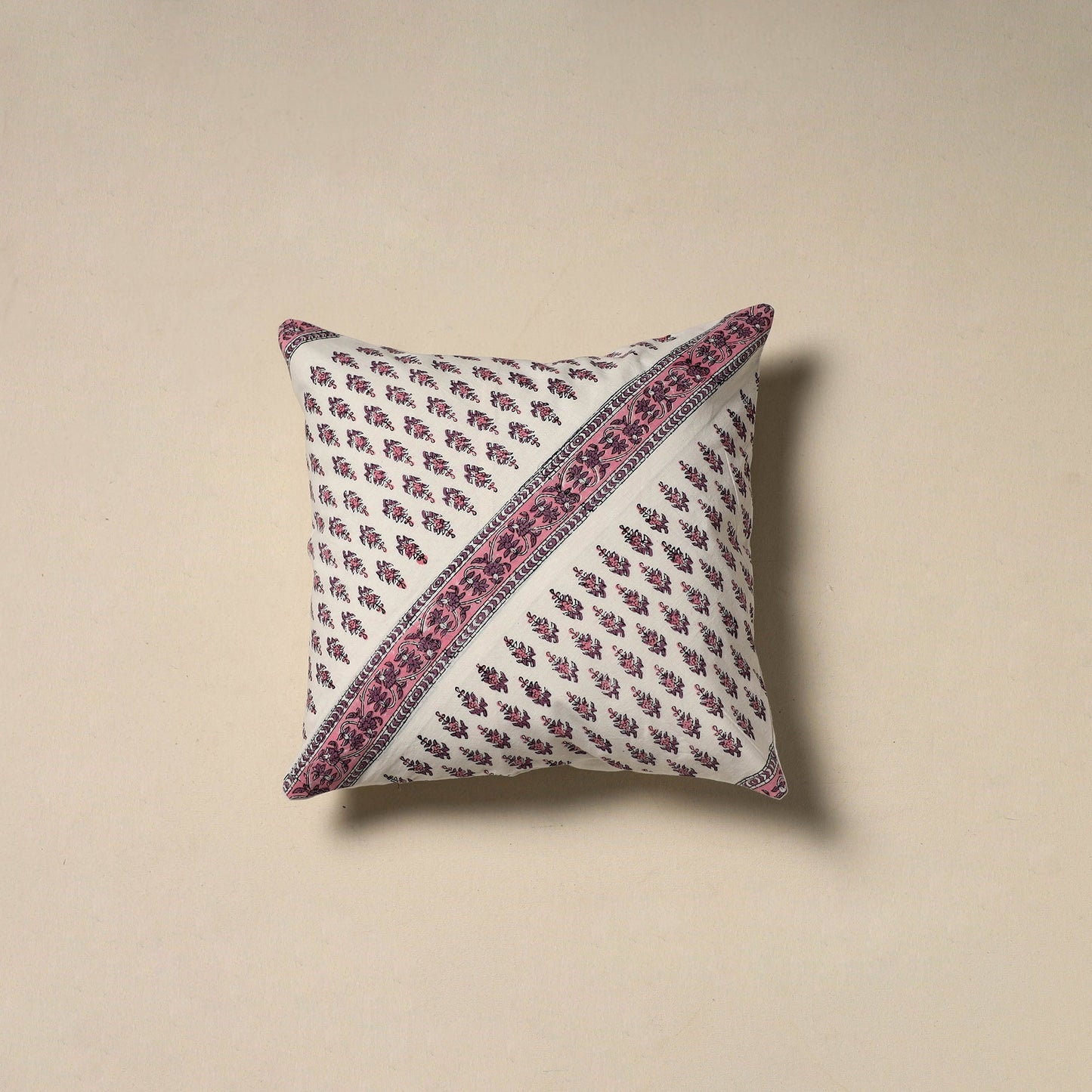 Hand sanganeri floral cushion cover 24 - handcrafted