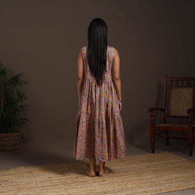 Pink - hand tiered sanganeri dress 09 - handcrafted