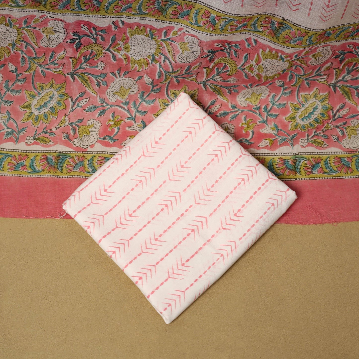 Hand sanganeri cotton 3pc unstitched dress material 04