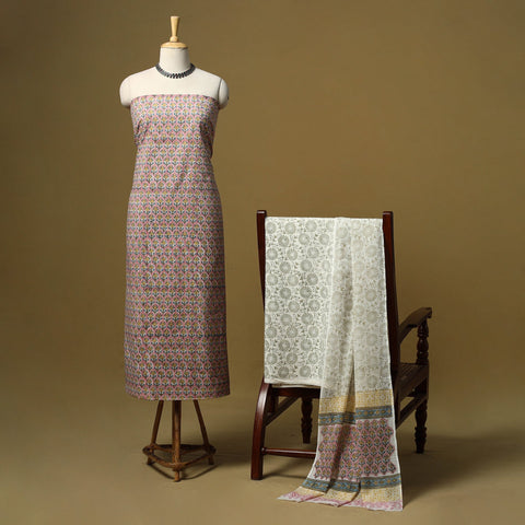 Hand sanganeri cotton 3pc unstitched dress material 09