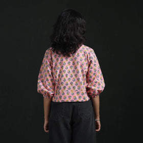 Hand block sanganeri print cotton floral crop top 01