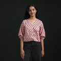 Hand block sanganeri print cotton floral crop top 01