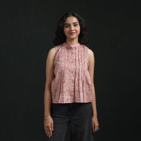 Hand block sanganeri print cotton floral crop top 12