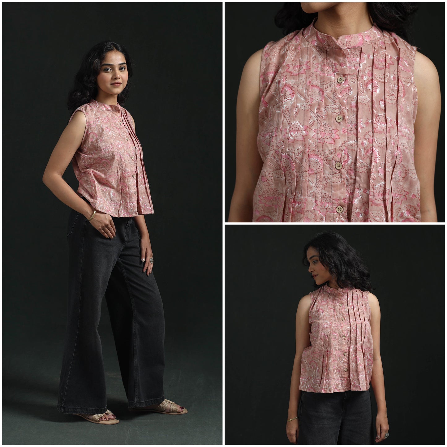 Hand block sanganeri print cotton floral crop top 12